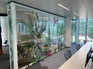 With the white ink option, we can now print with a white underlayer on transparent materials such as film and vinyl, which is particularly useful with printed window graphics applications.