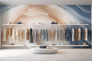 illustration of Modern clothing store with Generative AI