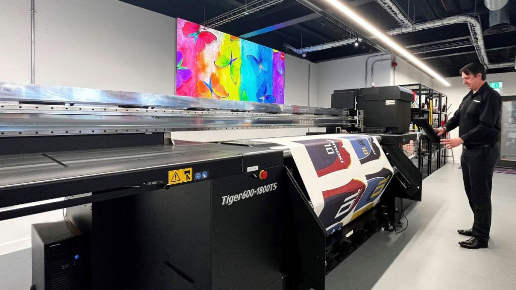 The Mimaki Tiger600-1800TS industrial dye sublimation printer is now available for demo in Hybrid's showroom.