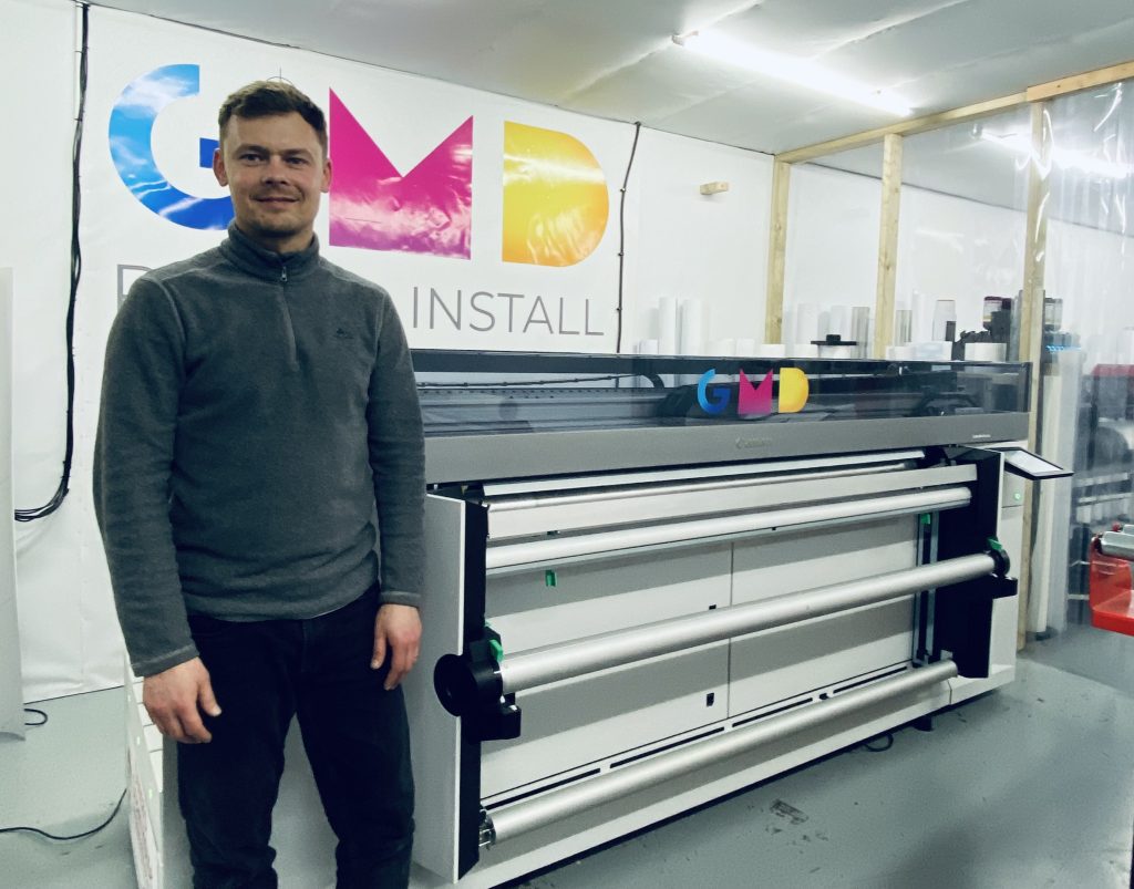 Justas Gadliauskas, founder and MD, Print&Install with the Canon Colorado M5W